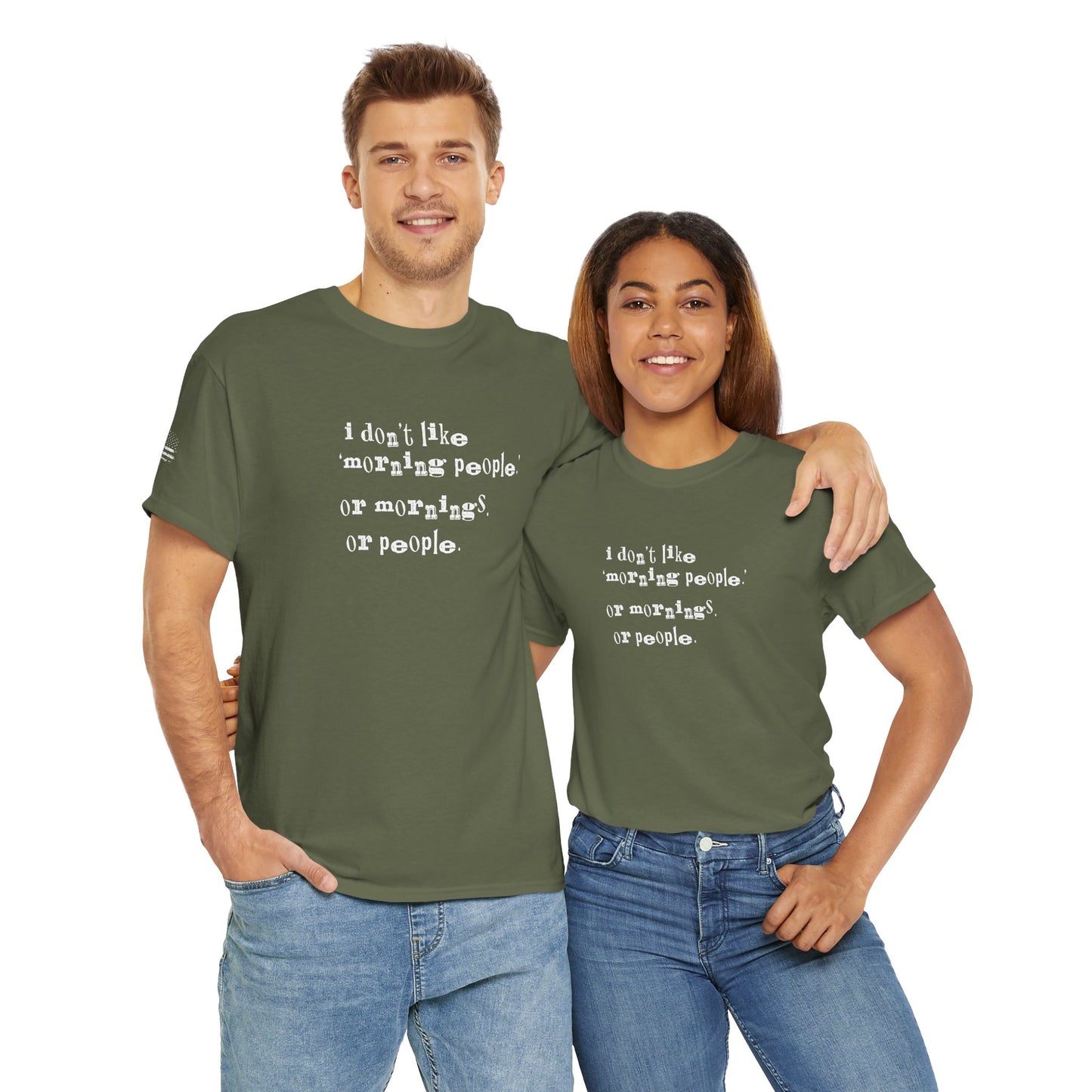 Ollie's: I Don't Like Mornings - 100% Cotton T-shirt