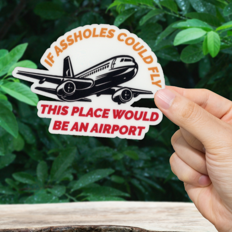 Durable, vinyl, die-cut, If A**holes could Fly Airport Sticker