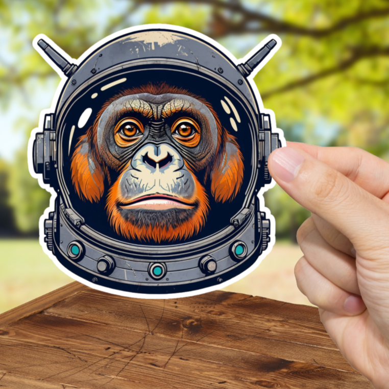Durable, vinyl, die-cut, Astro Gorilla Sticker.