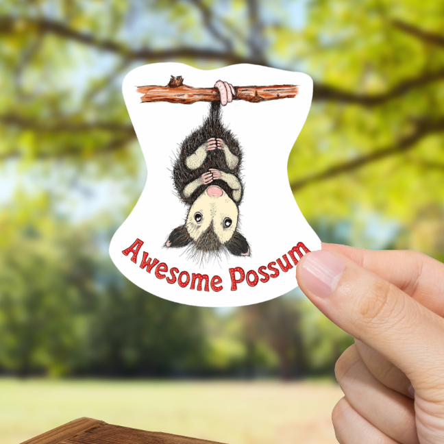 Durable, vinyl, die-cut, Awesome Possum Sticker.