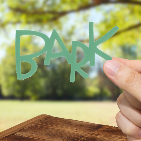 Durable, vinyl, die-cut, Bark Sticker.