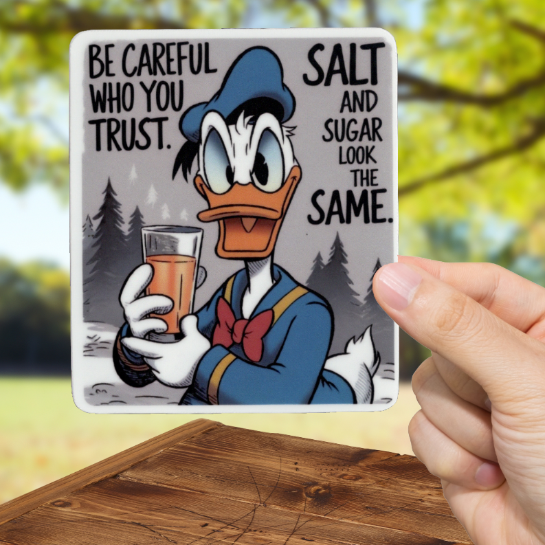 Durable, vinyl, die-cut, Be Careful Sticker.