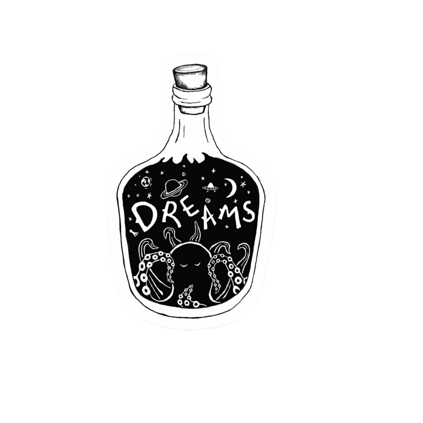 Our Bottle Of Dreams Sticker! unique, high-quality, vinyl die-cut, eco-friendly stickers