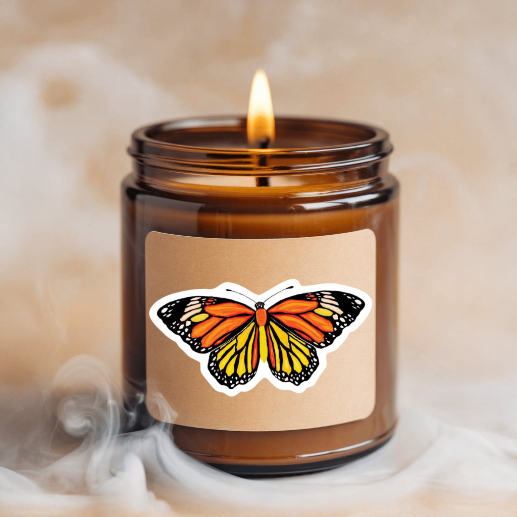 Artistic Monarch Butterfly Sticker! High-quality, vinyl, die-cut, eco-friendly sticker.