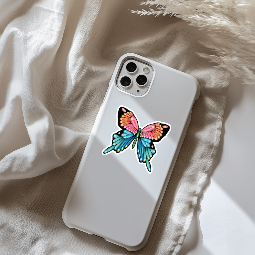 Durable, vinyl, die-cut, Pastel Butterfly Sticker.