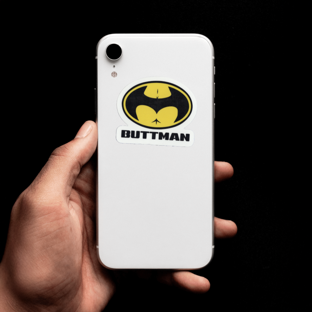 Durable vinyl, Die-cut Buttman Sticker