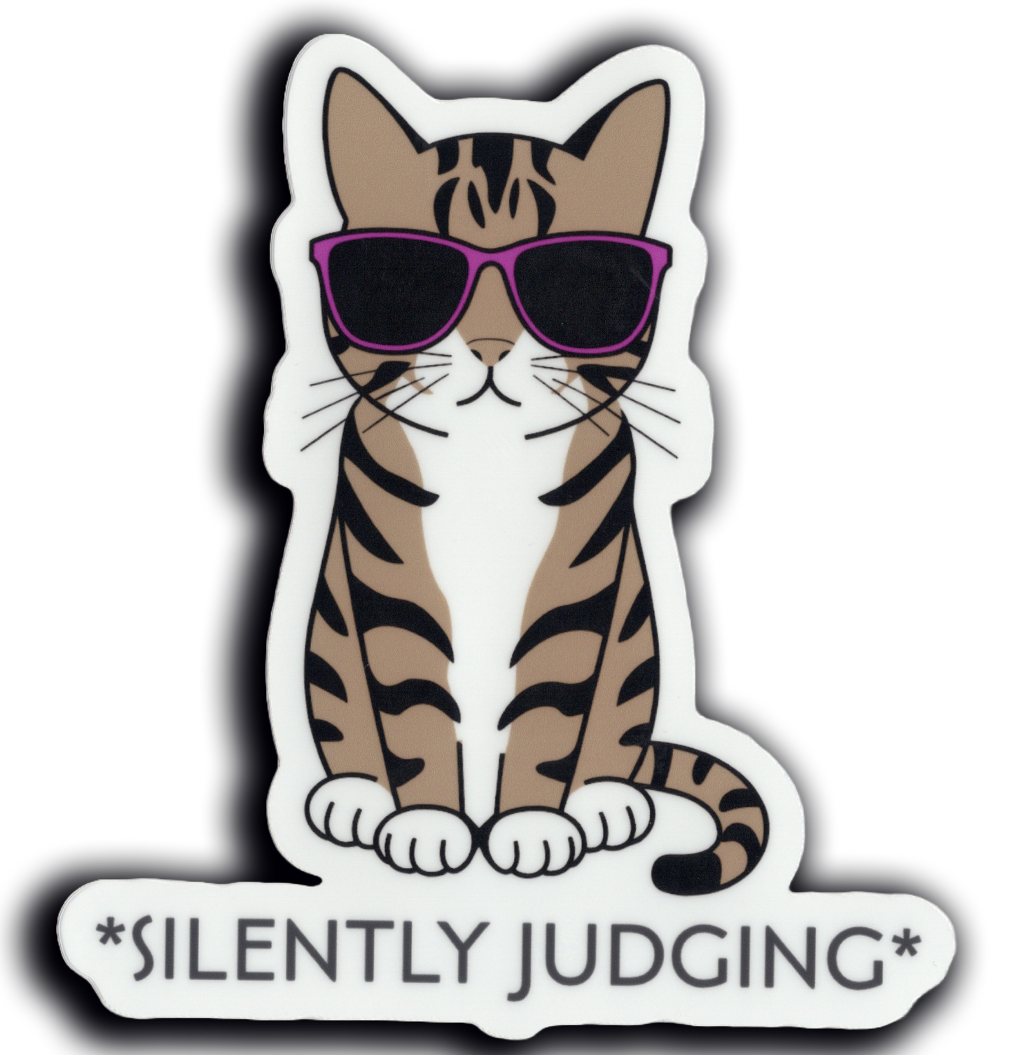 Durable vinyl, die-cut Cat Judge Sticker