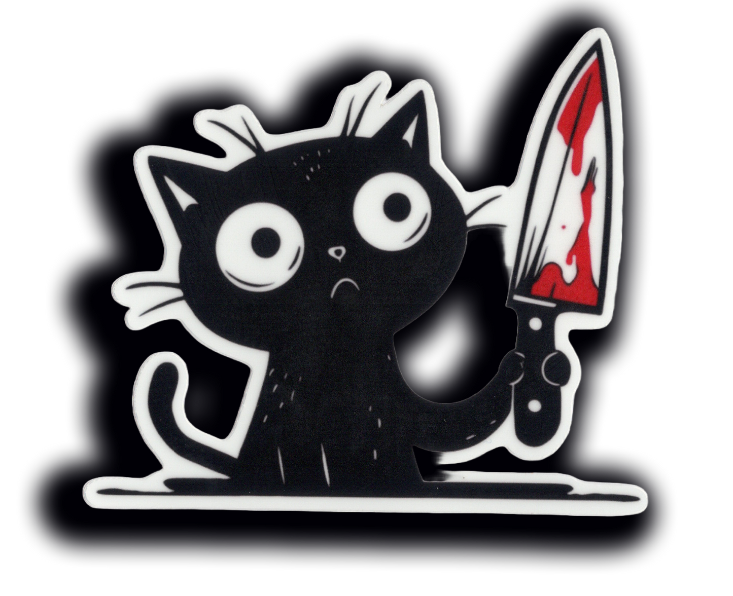 Durable vinyl, die-cut Cat Knife Sticker