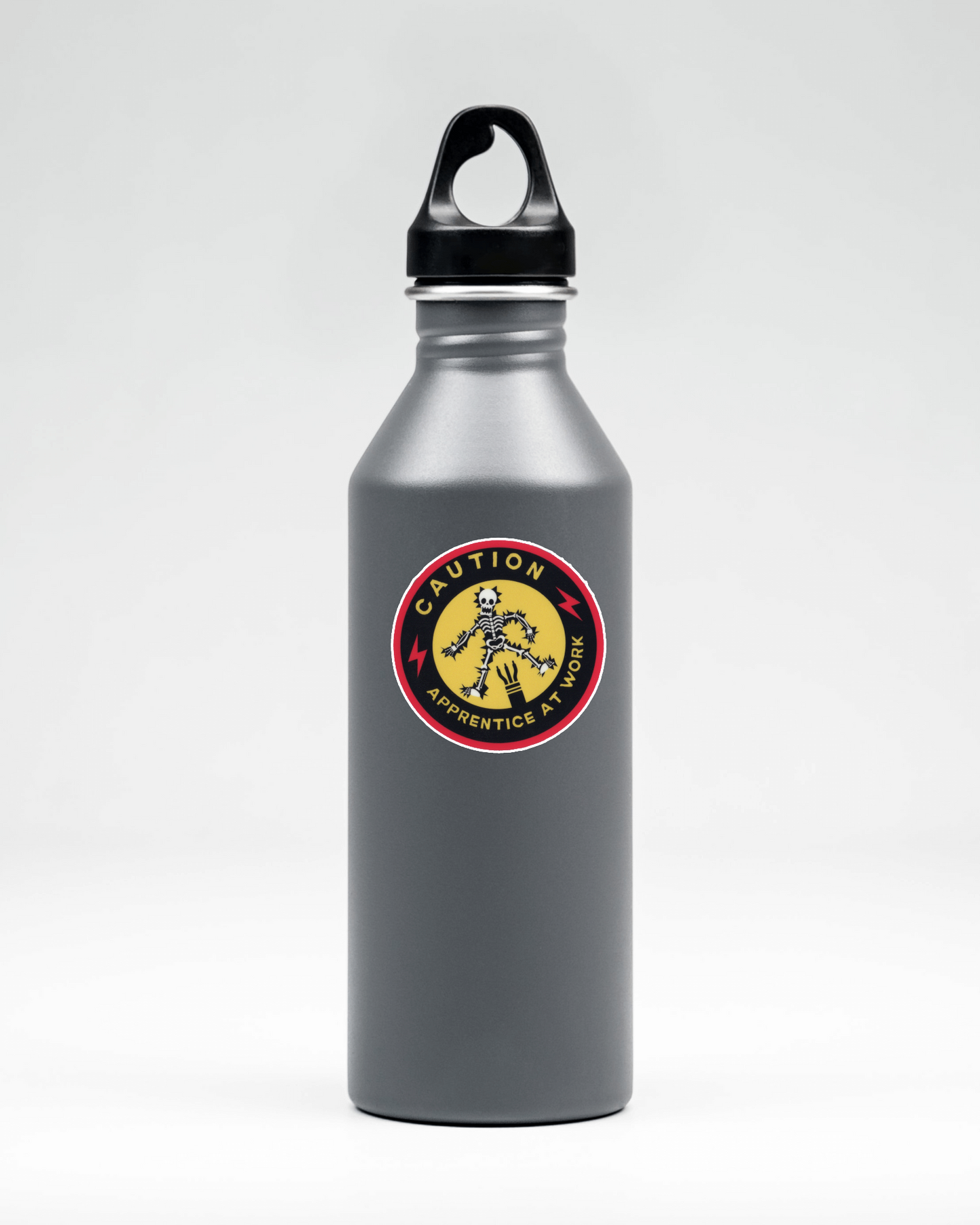 Durable vinyl, die-cut Caution Sticker
