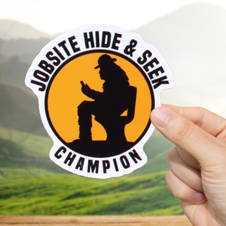 Durable, vinyl, Jobsite Hide & Seek Champion Sticker