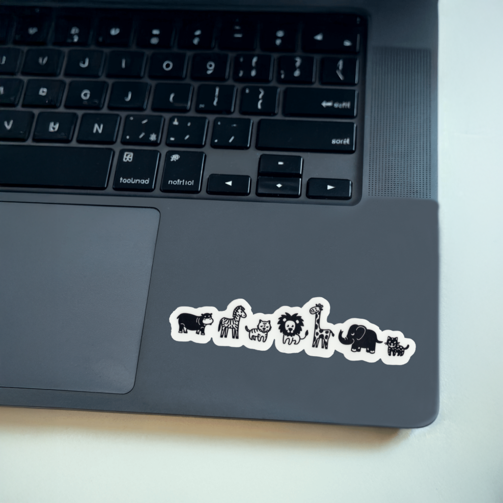 Durable vinyl, die-cut Critter Lineup Sticker.