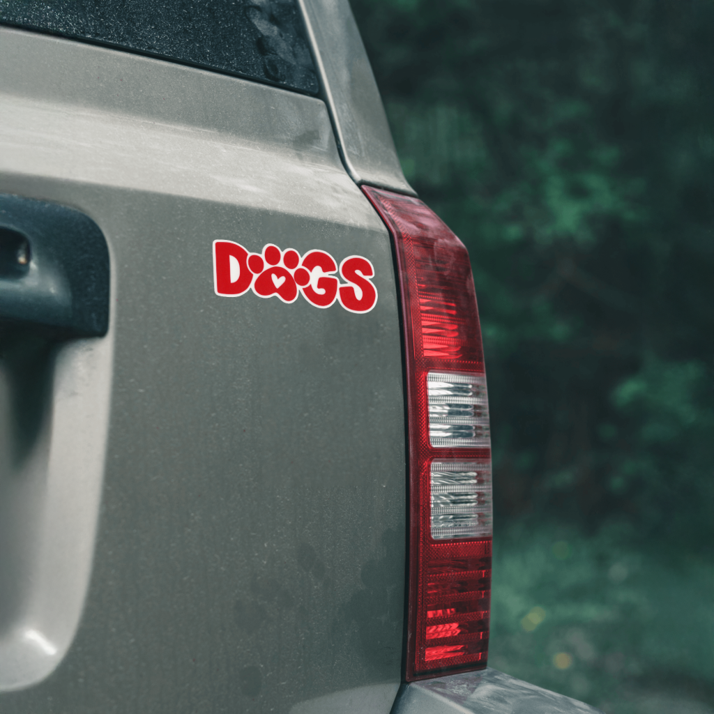 Durable, vinyl, die-cut, Dogs Sticker.