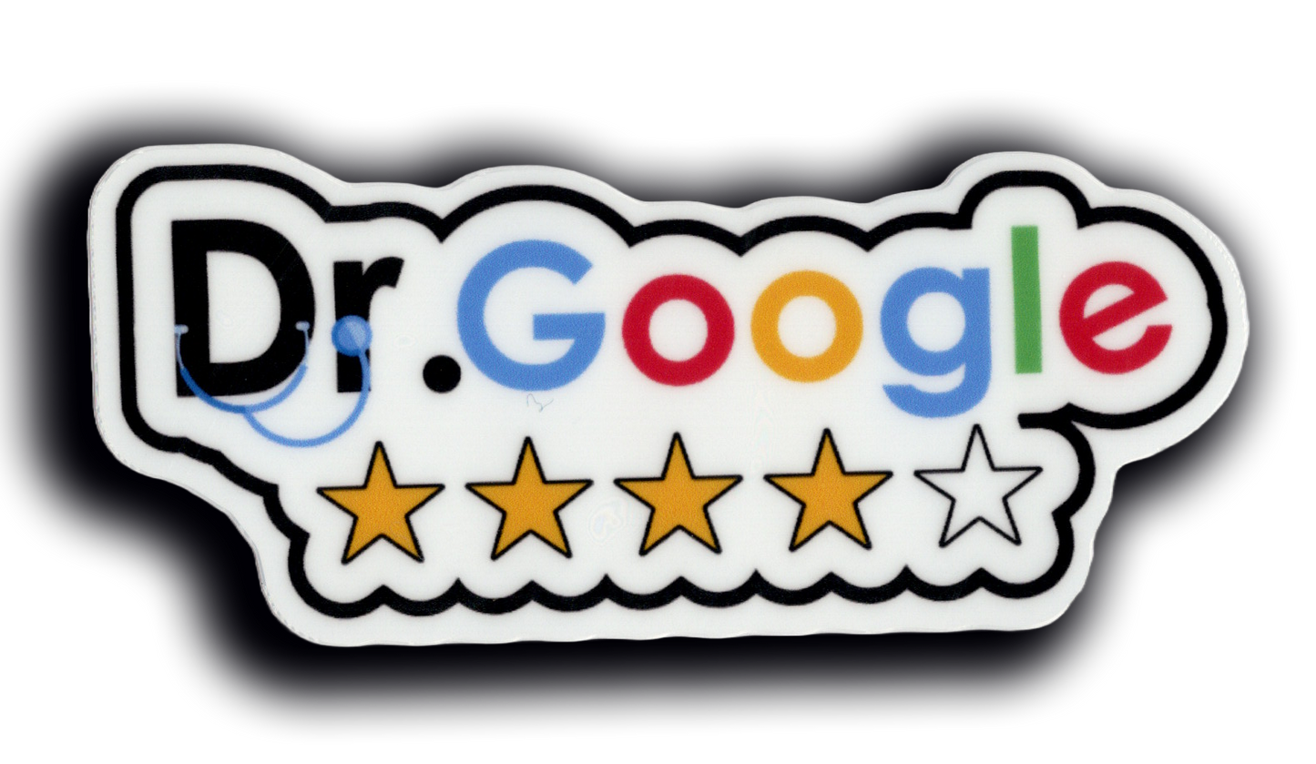 Durable vinyl, die-cut Dr Google Sticker