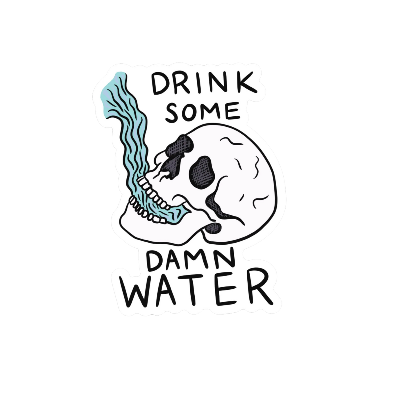 Durable vinyl, die-cut Drink Dam Water Sticker