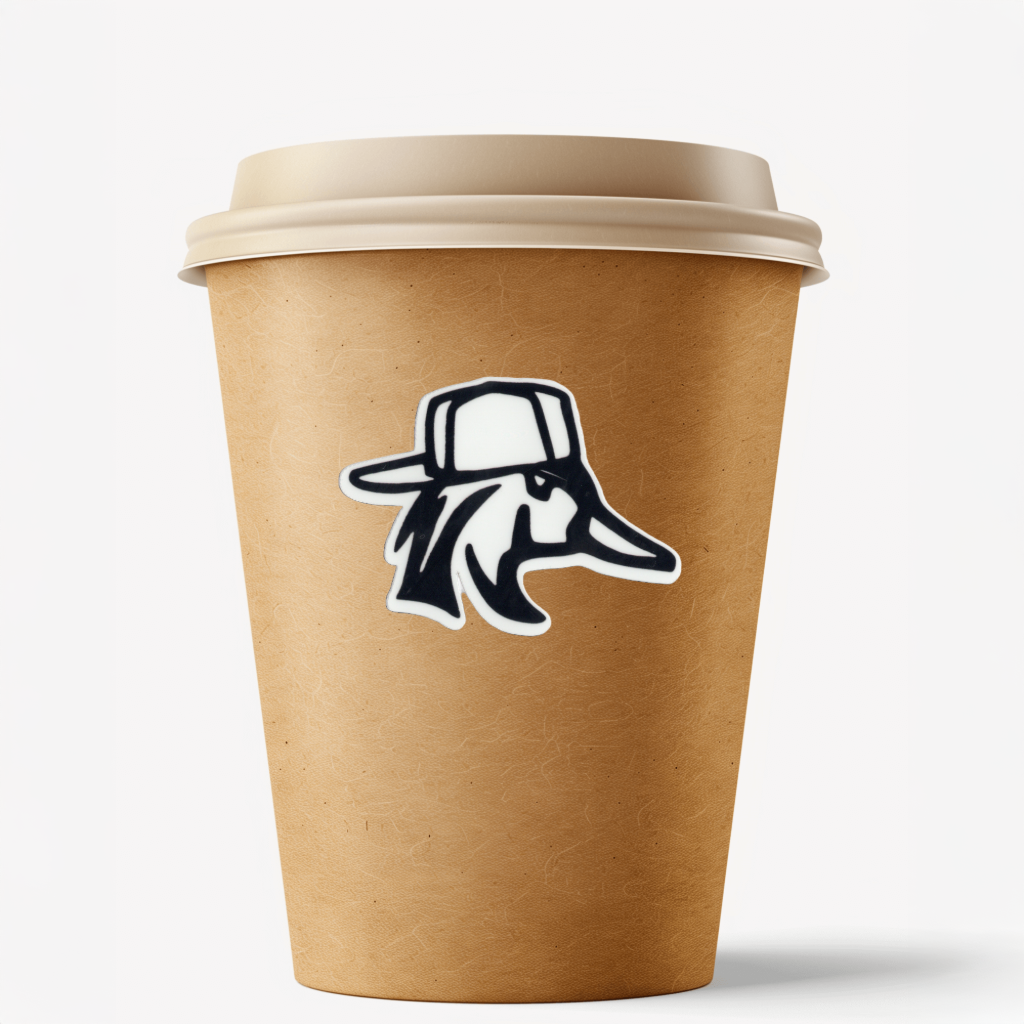 Durable, vinyl, die-cut, Wood Duck With Hat Sticker.