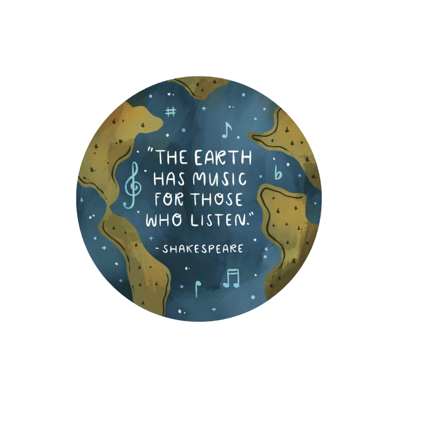Durable, die-cut Earth Has Music Sticker