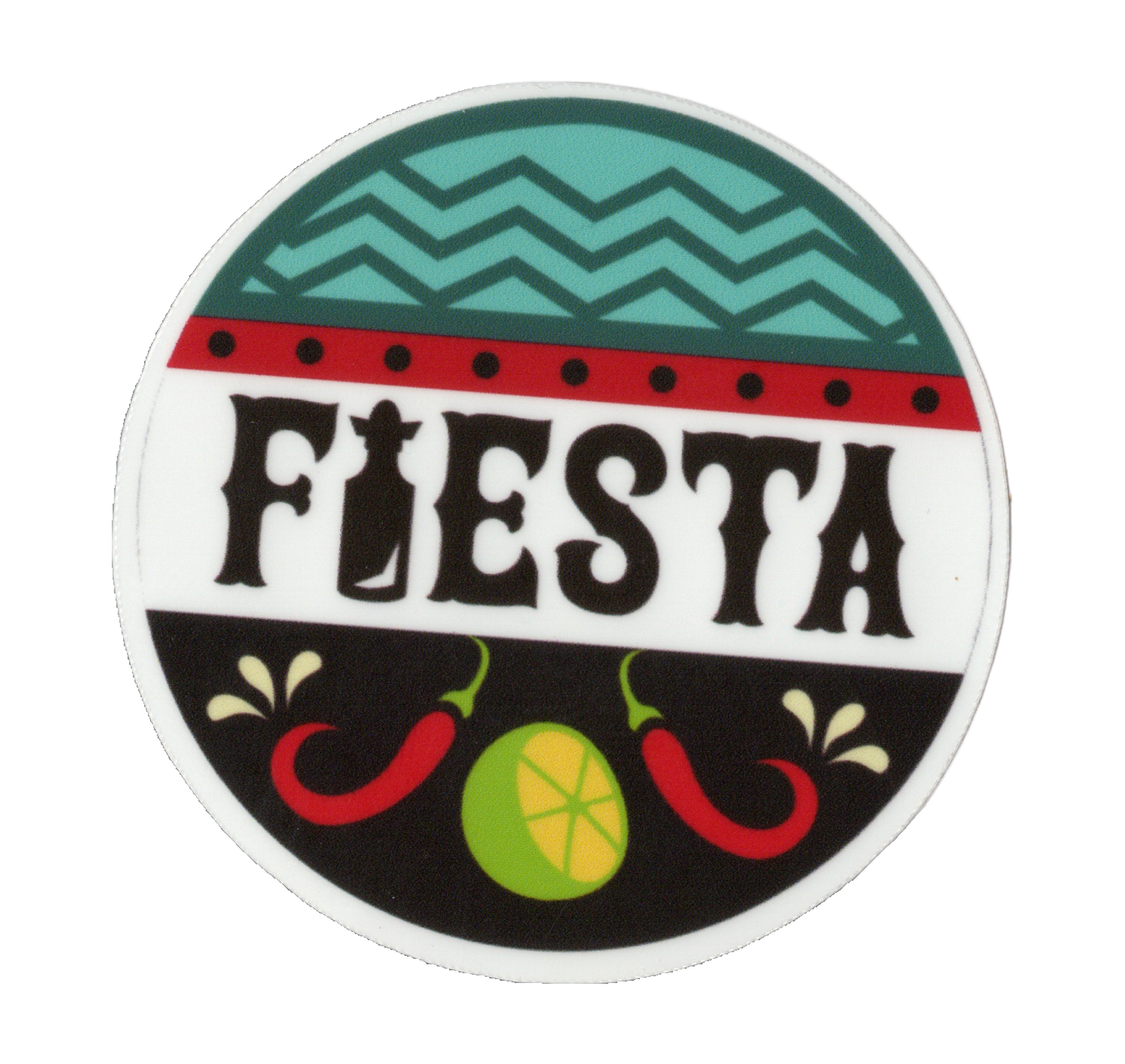 Durable vinyl, die-cut Fiesta Sticker