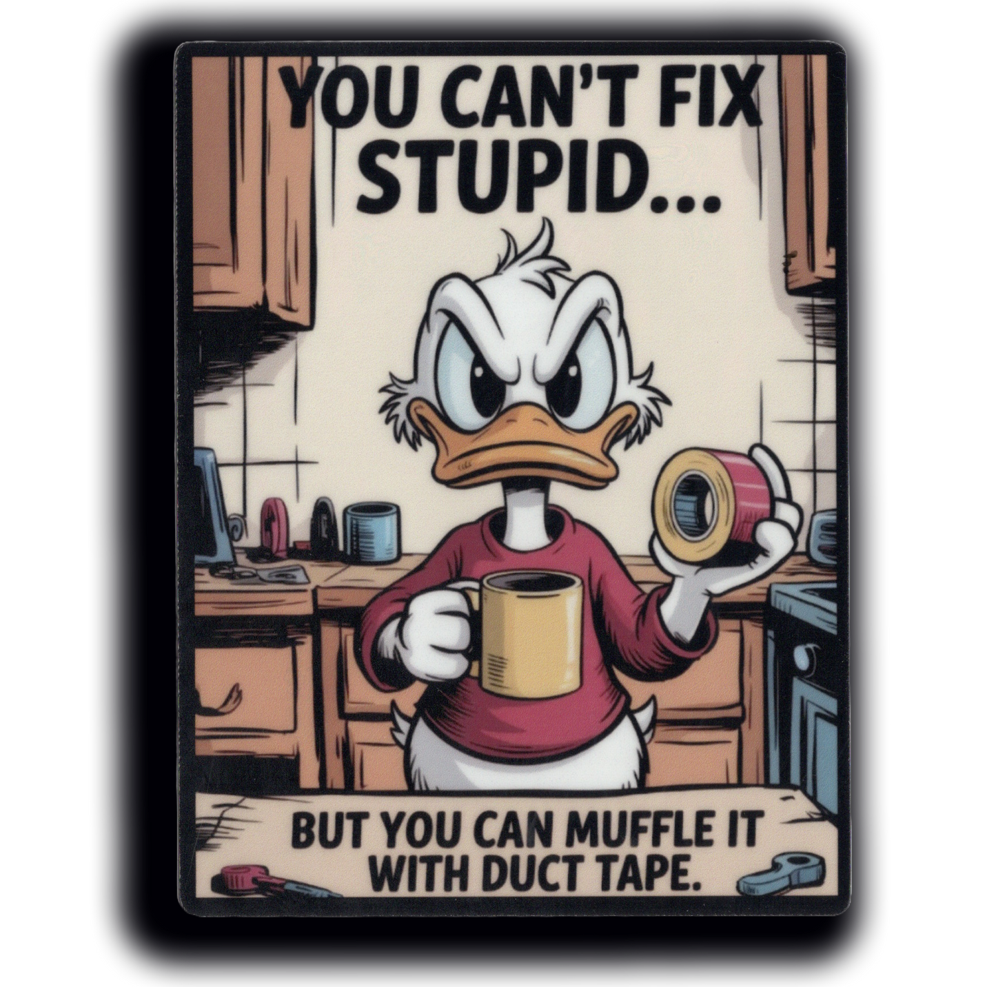 Durable vinyl, die-cut Fix Stupid Sticker