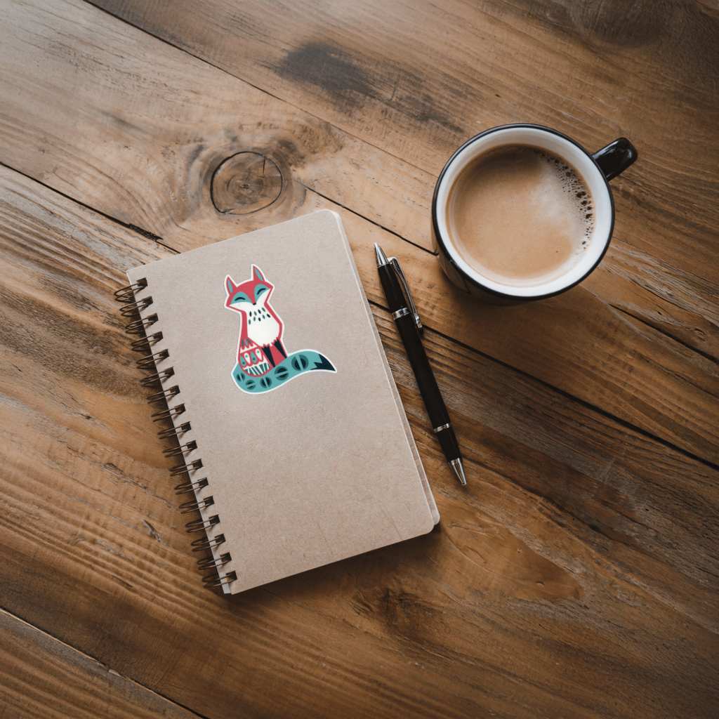 Durable, vinyl, die-cut, Fox Sticker.