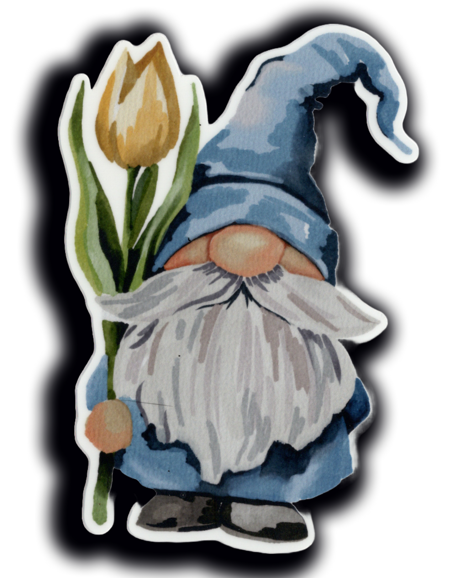 Durable vinyl, die-cut Gnome Rose Sticker
