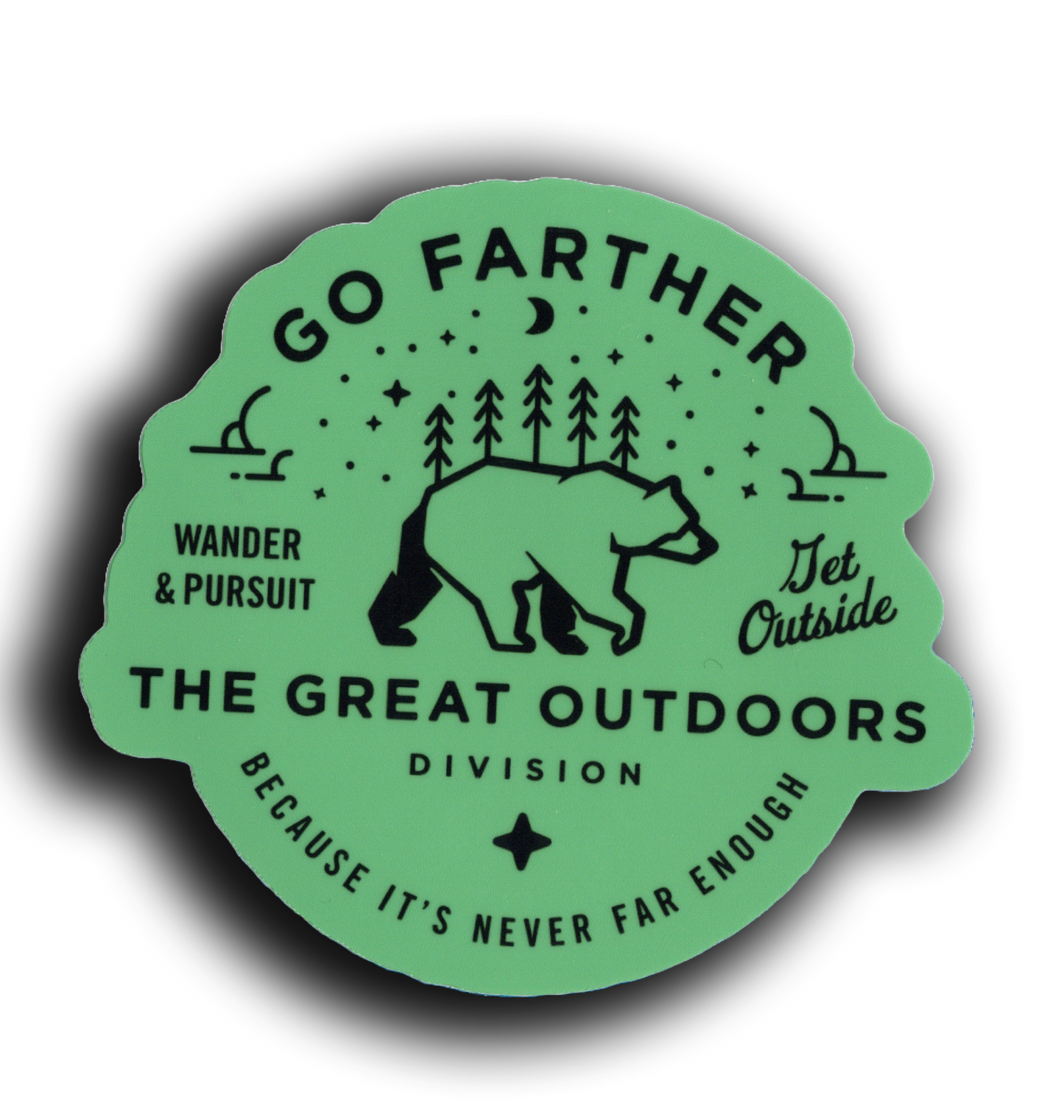 Durable vinyl, die-cut Great Outdoors Sticker