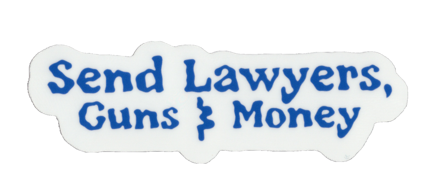 Durable vinyl, die-cut Guns & Money Sticker