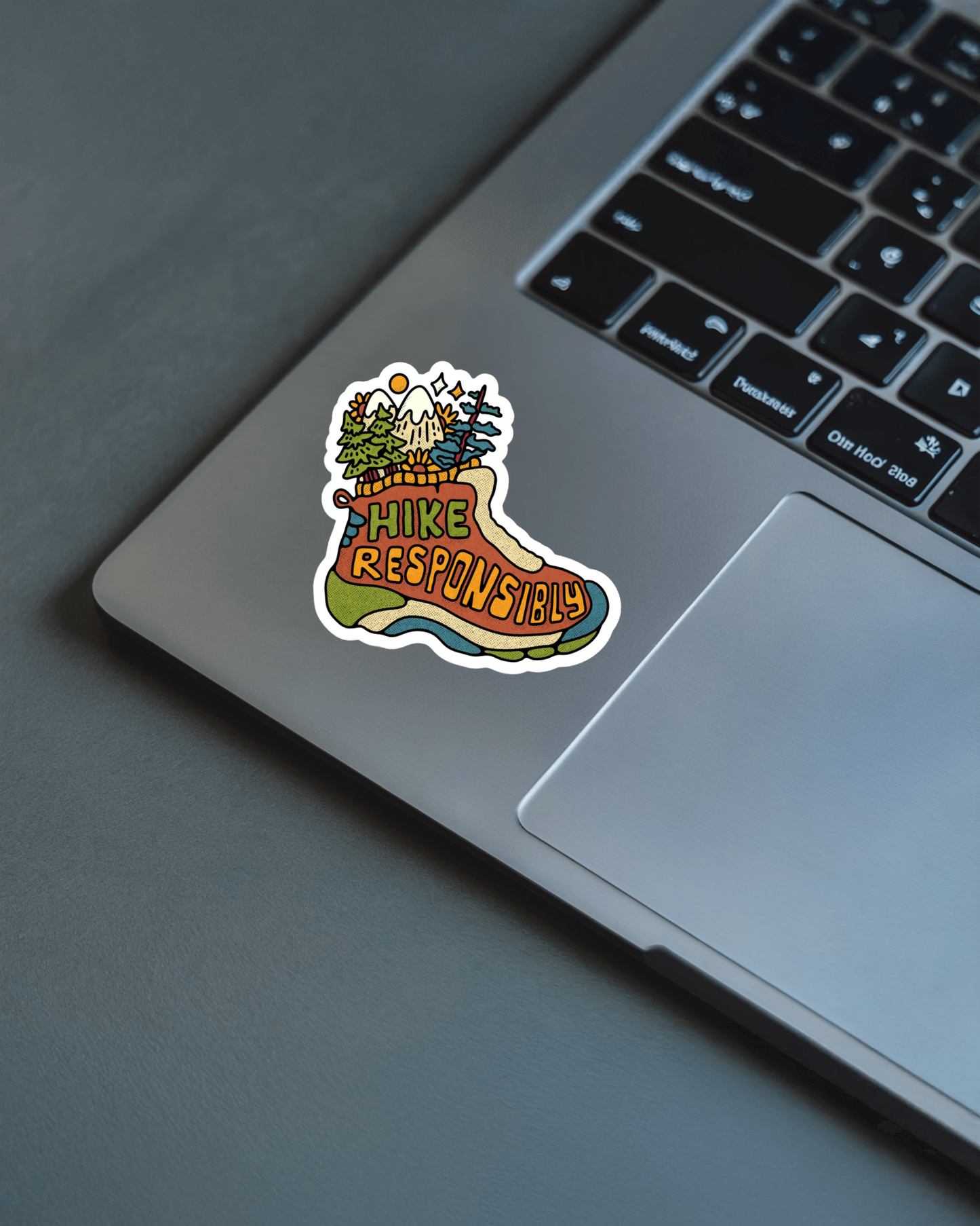 Durable, die-cut Hike Responsibly Sticker