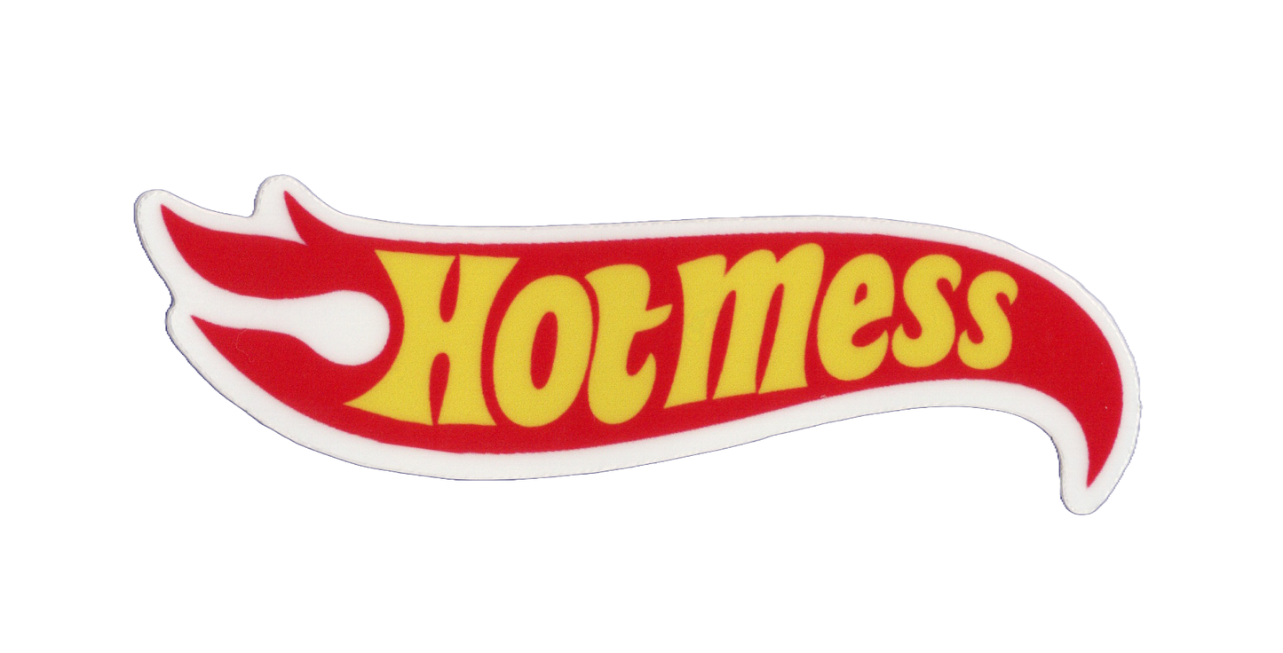 Durable vinyl, die-cut Hot Mess Sticker
