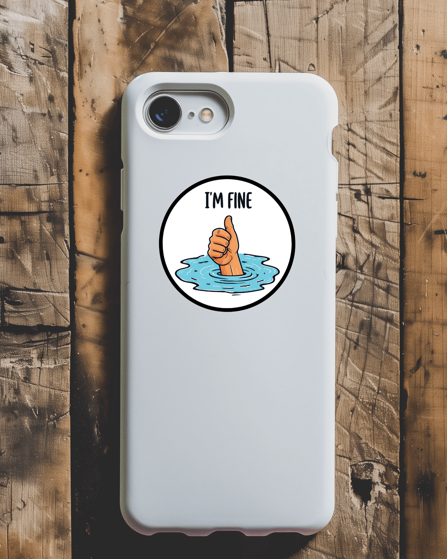 Durable vinyl die-cut I'm Fine Sticker