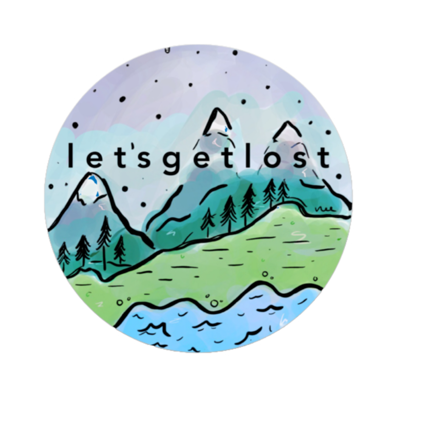 Durable vinyl, die-cut Let's Get Lost Sticker