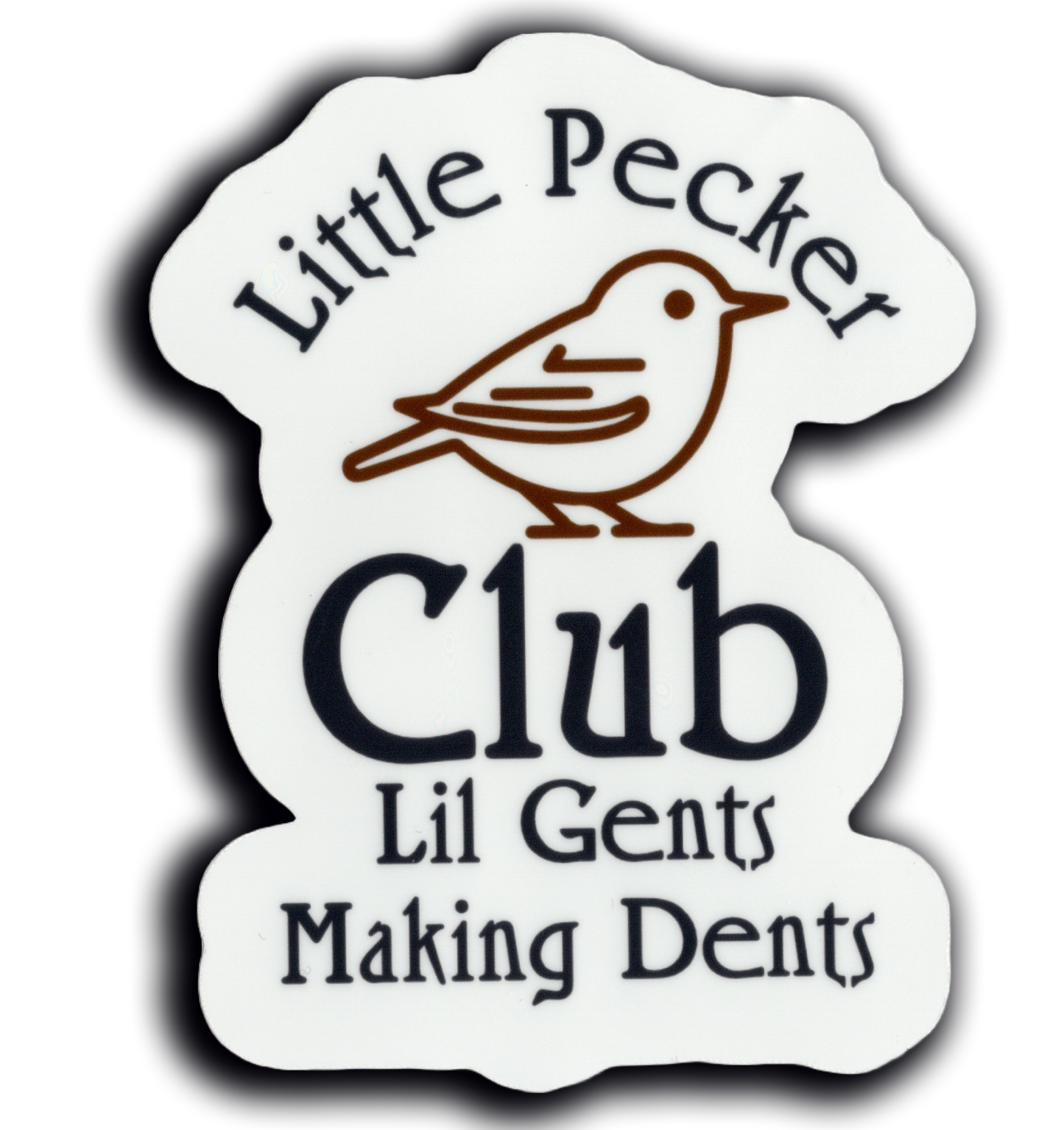 Durable vinyl, die-cut Little Pecker Sticker