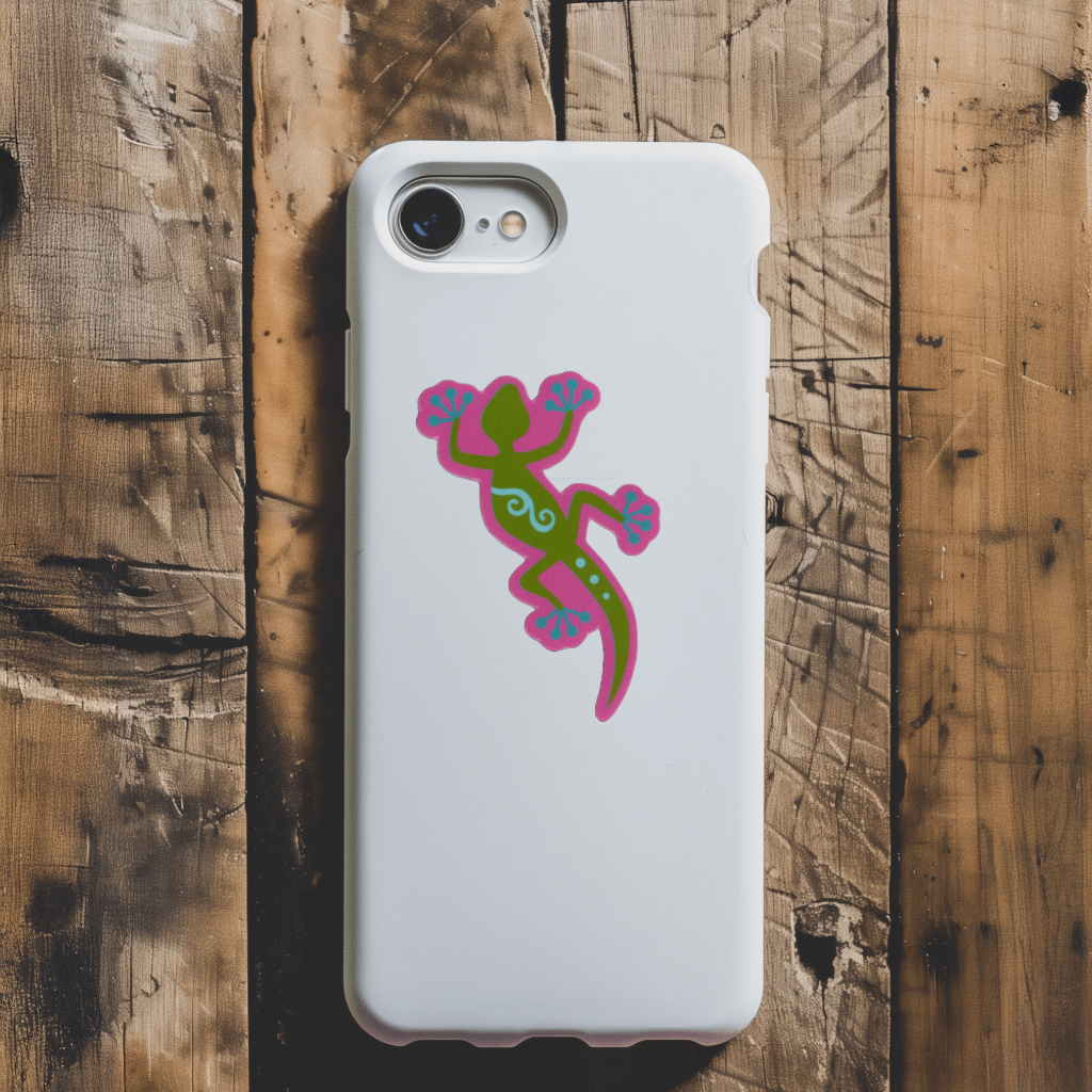 Durable, vinyl, die-cut, Green Lizard Sticker.