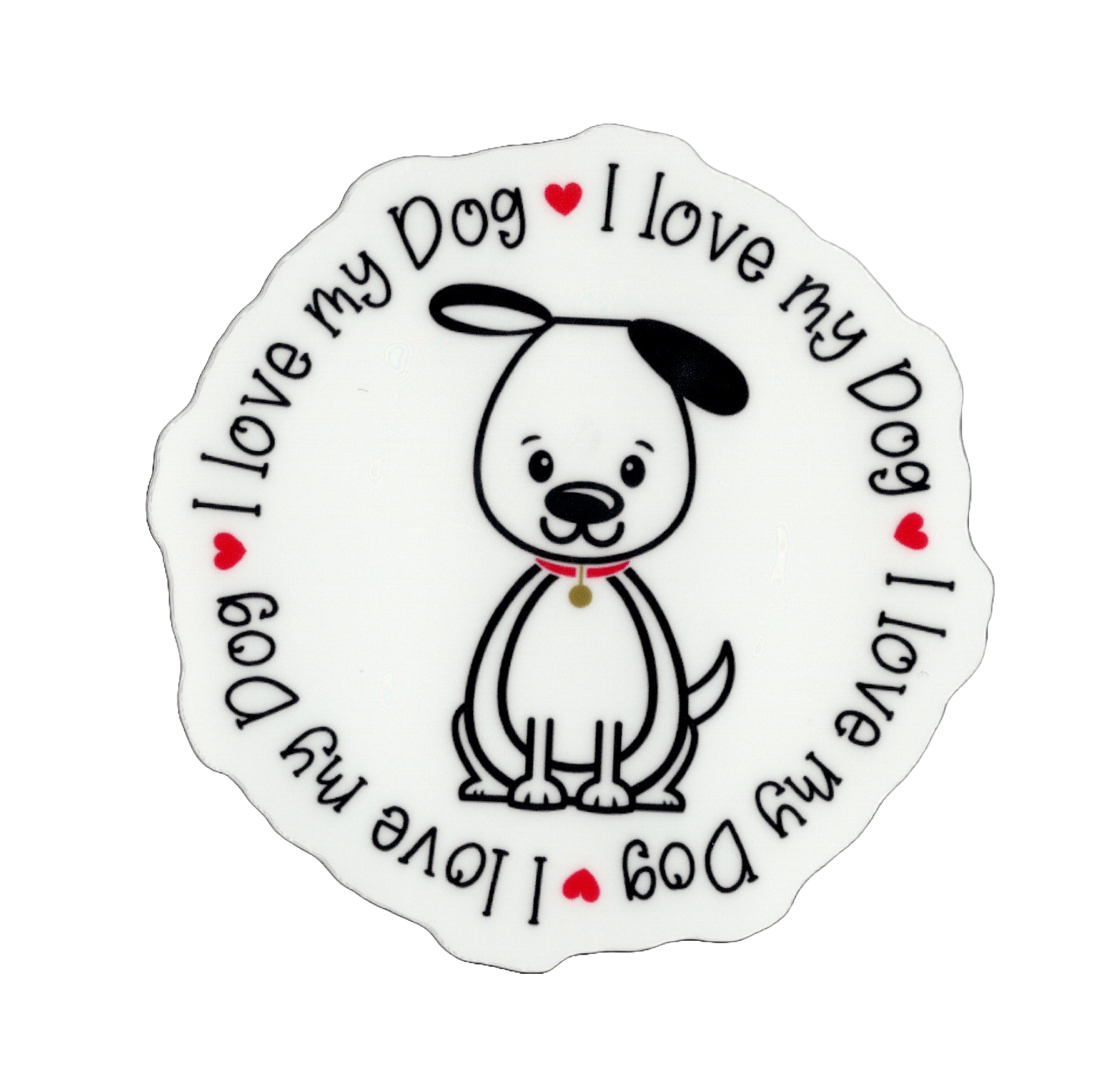 Durable vinyl, die-cut Love Dog Sticker