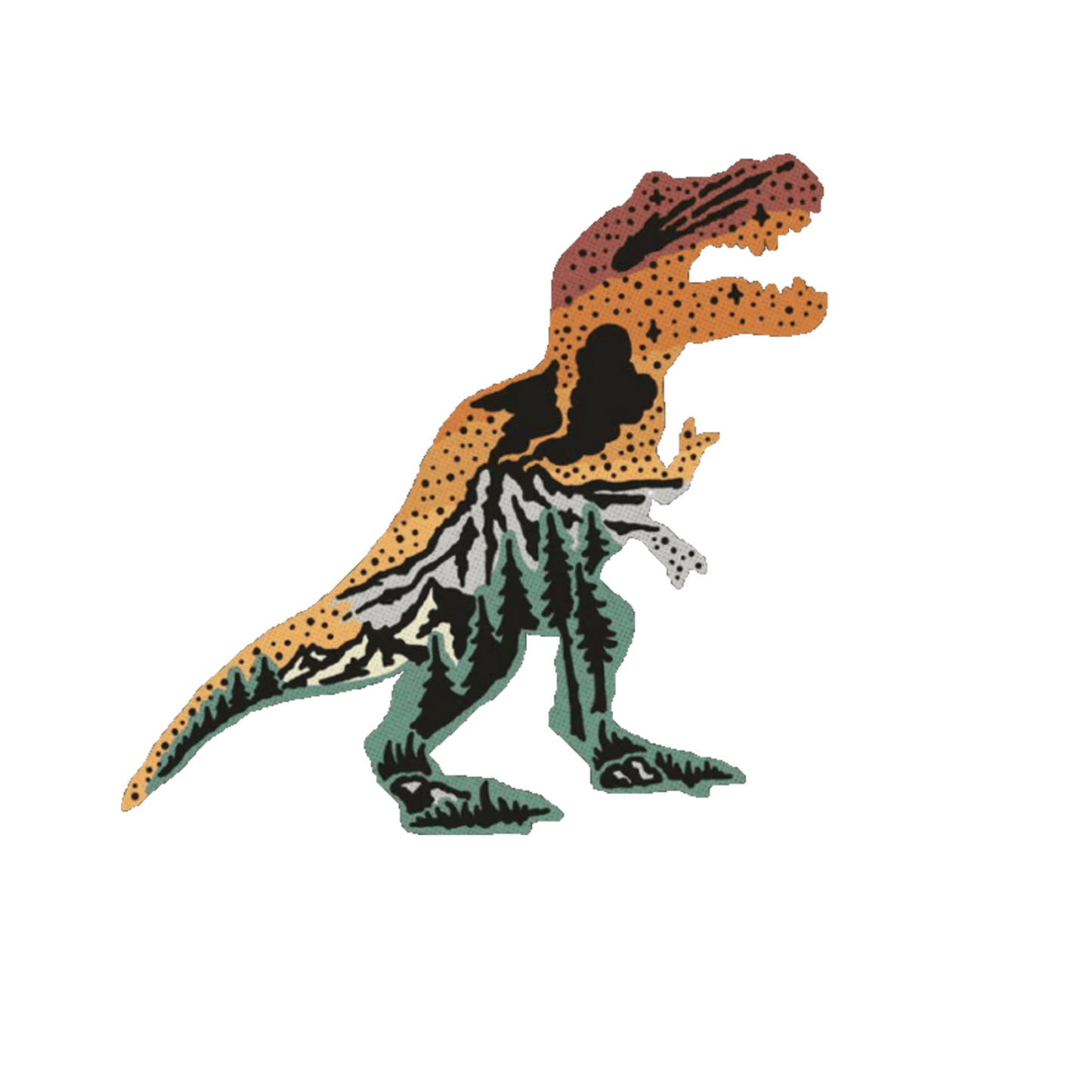 Durable vinyl, die-cut Mountain T-Rex Sticker