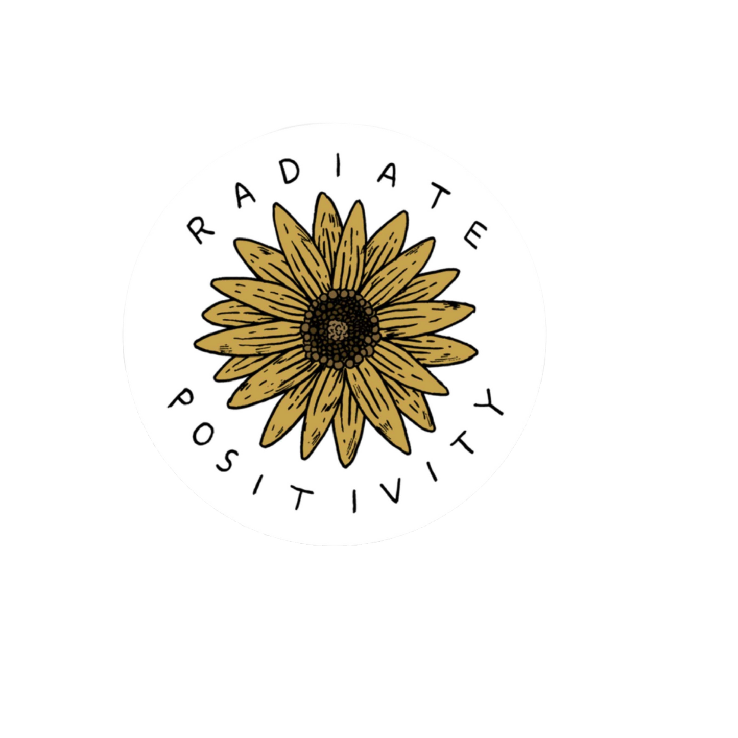 Durable, die-cut Radiate Positivity Sticker