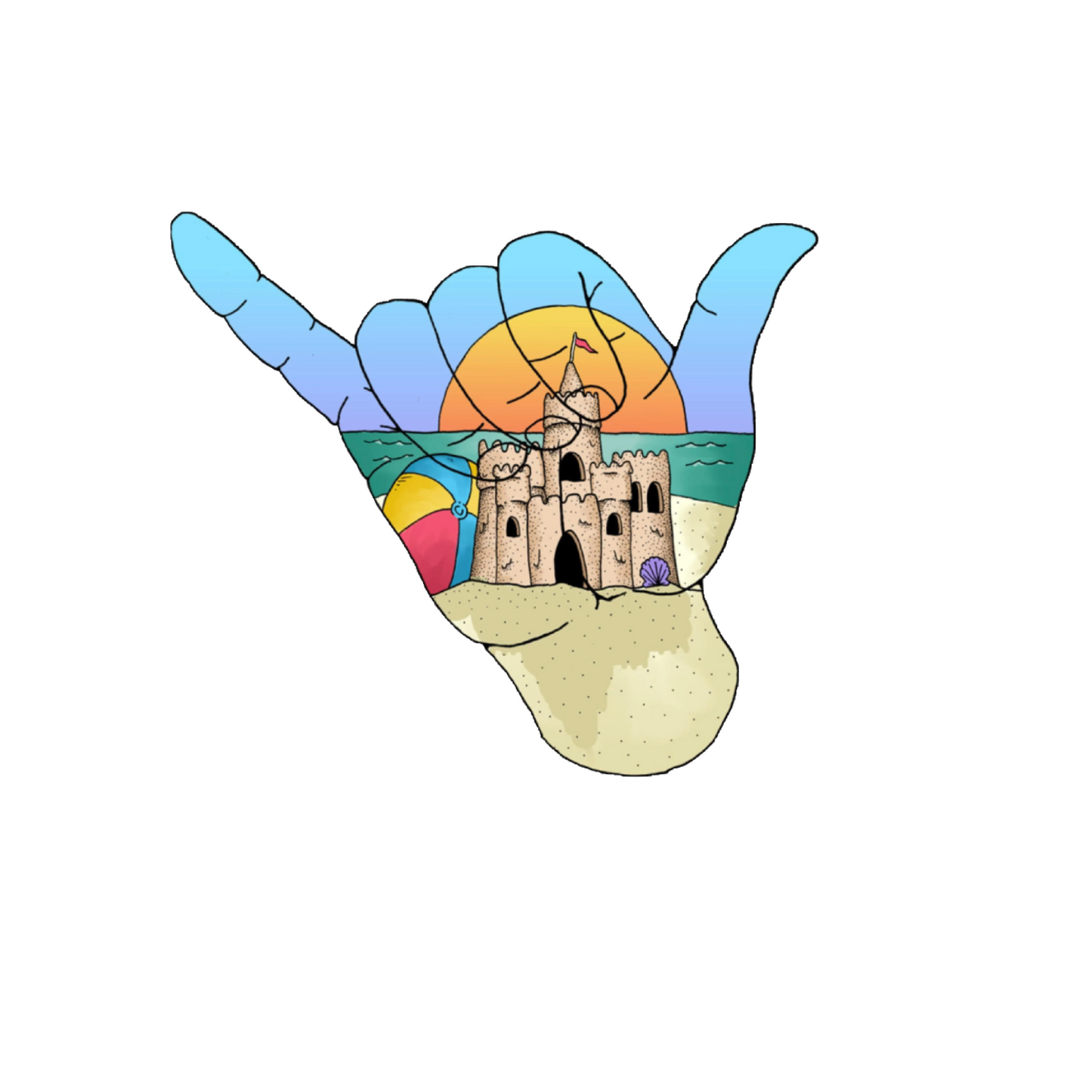 Durable, die-cut Rock On Beach Sticker