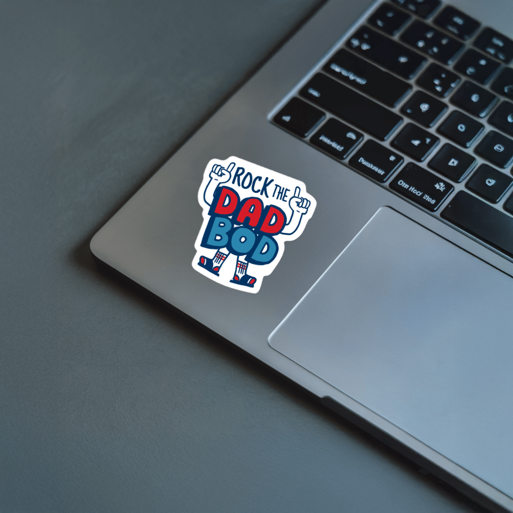 Durable, vinyl, die-cut, Rock The Dad Bod Sticker.