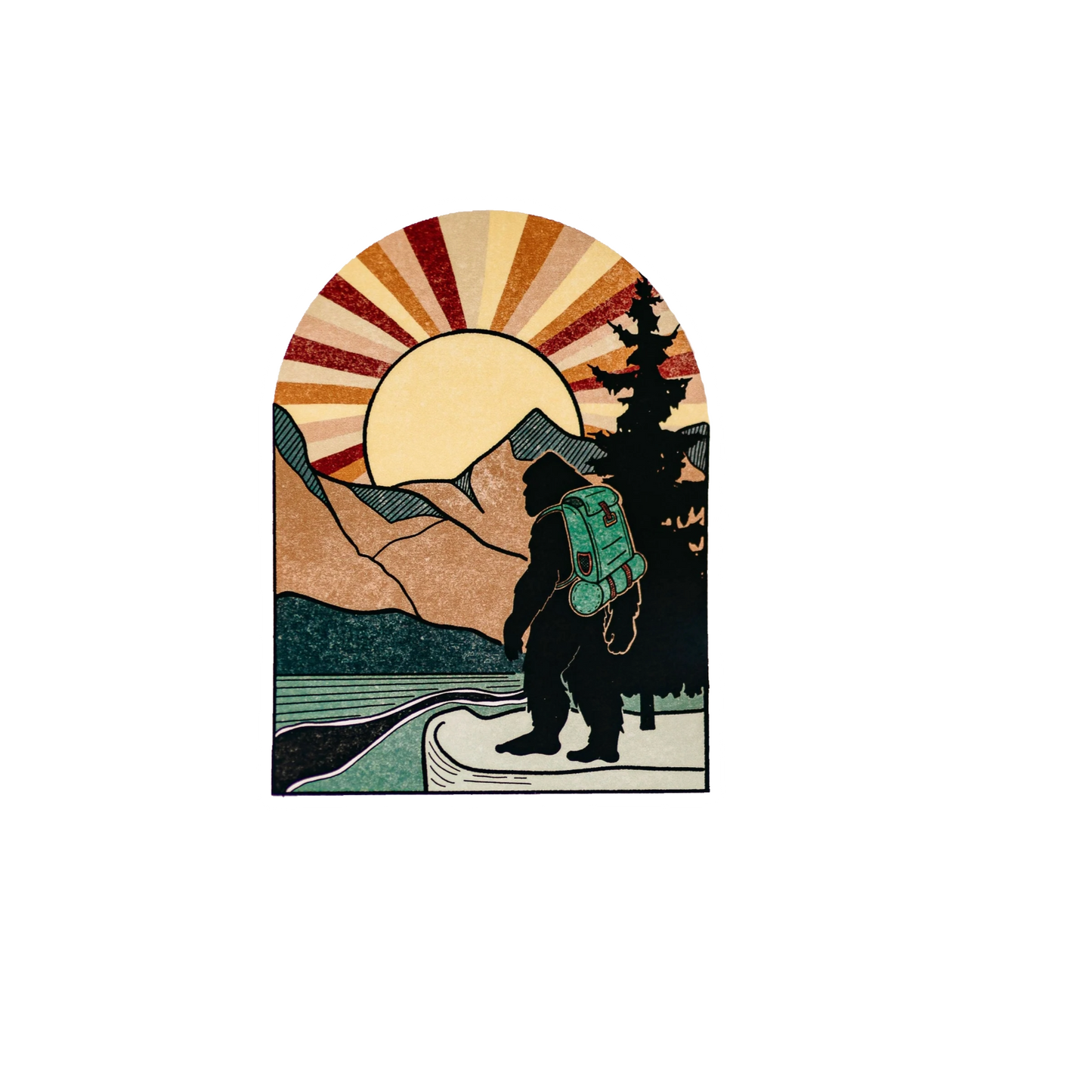 Durable vinyl, die-cut Squatch Backpack Sticker