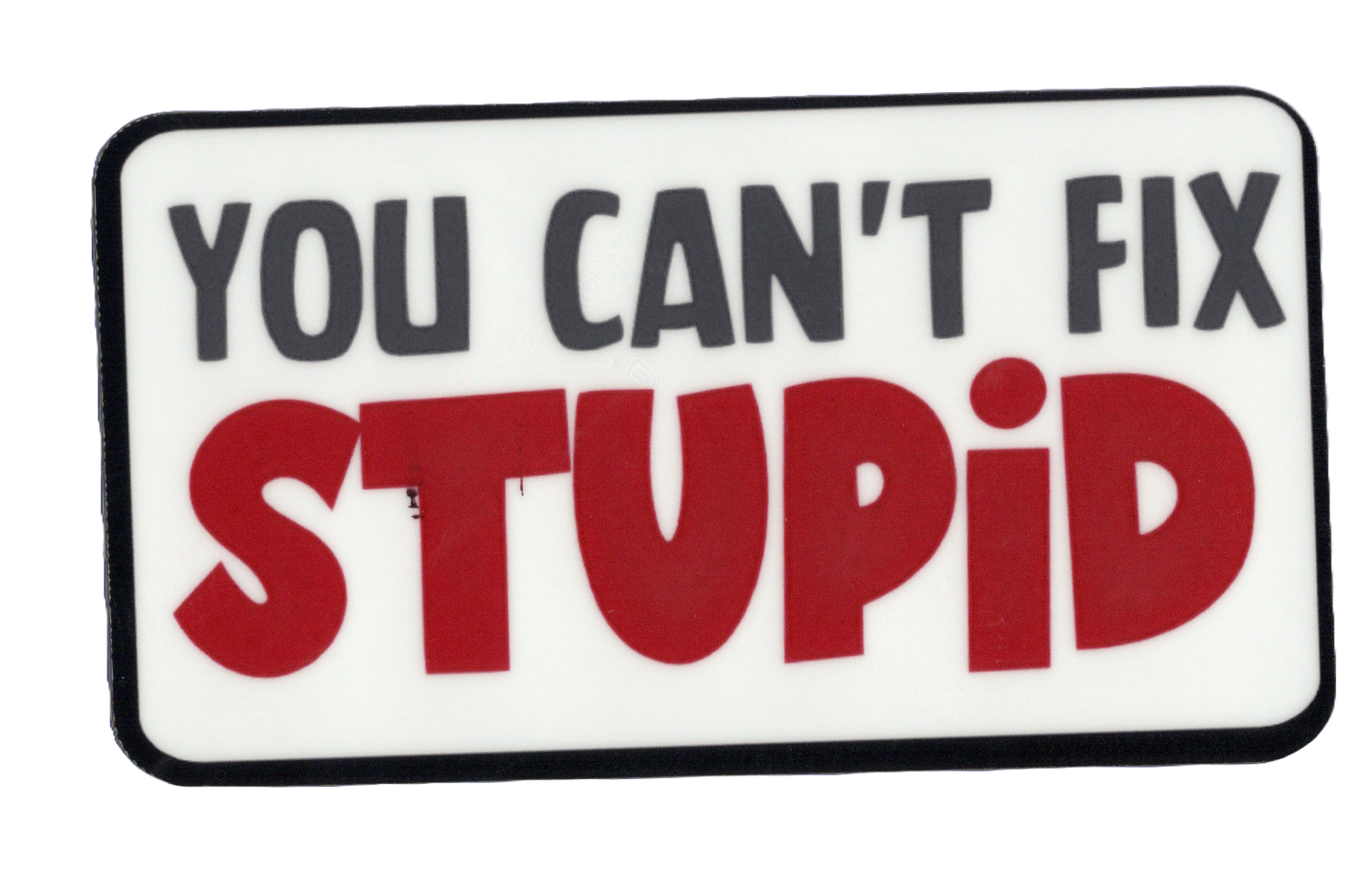 Durable vinyl, die-cut Stupid Sticker