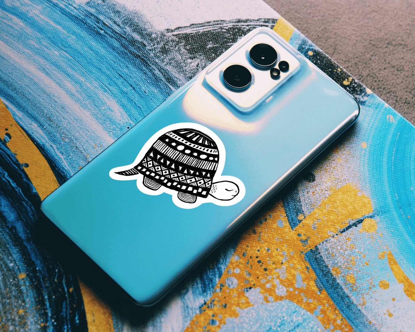 Our Turtle Art BW Sticker! unique, high-quality, vinyl, die-cut, eco-friendly stickers