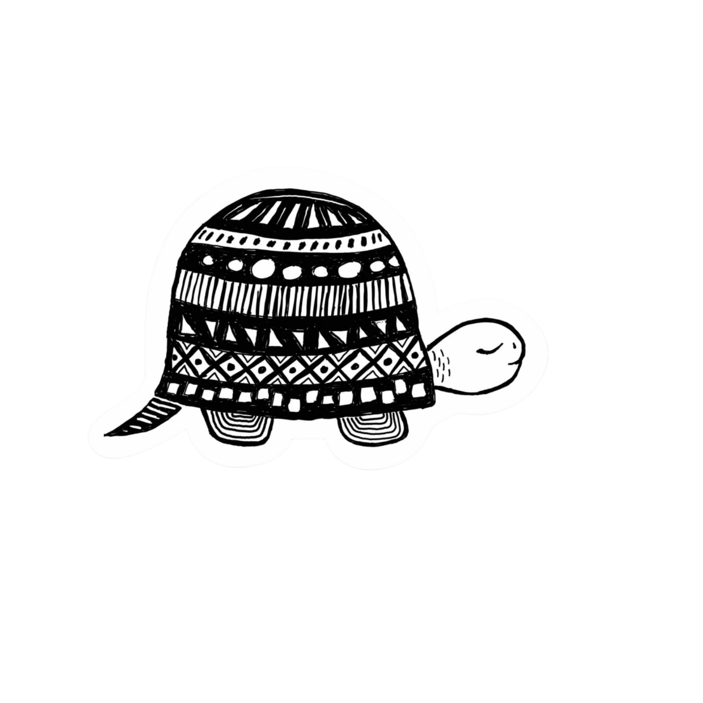 Our Turtle Art BW Sticker! unique, high-quality, vinyl, die-cut, eco-friendly stickers