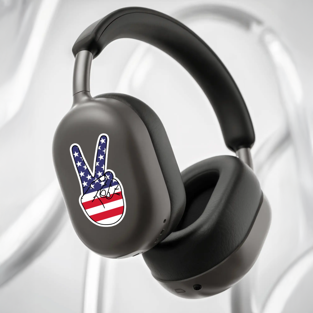 Durable, die-cut, vinyl, USA Peace Sign Sticker.