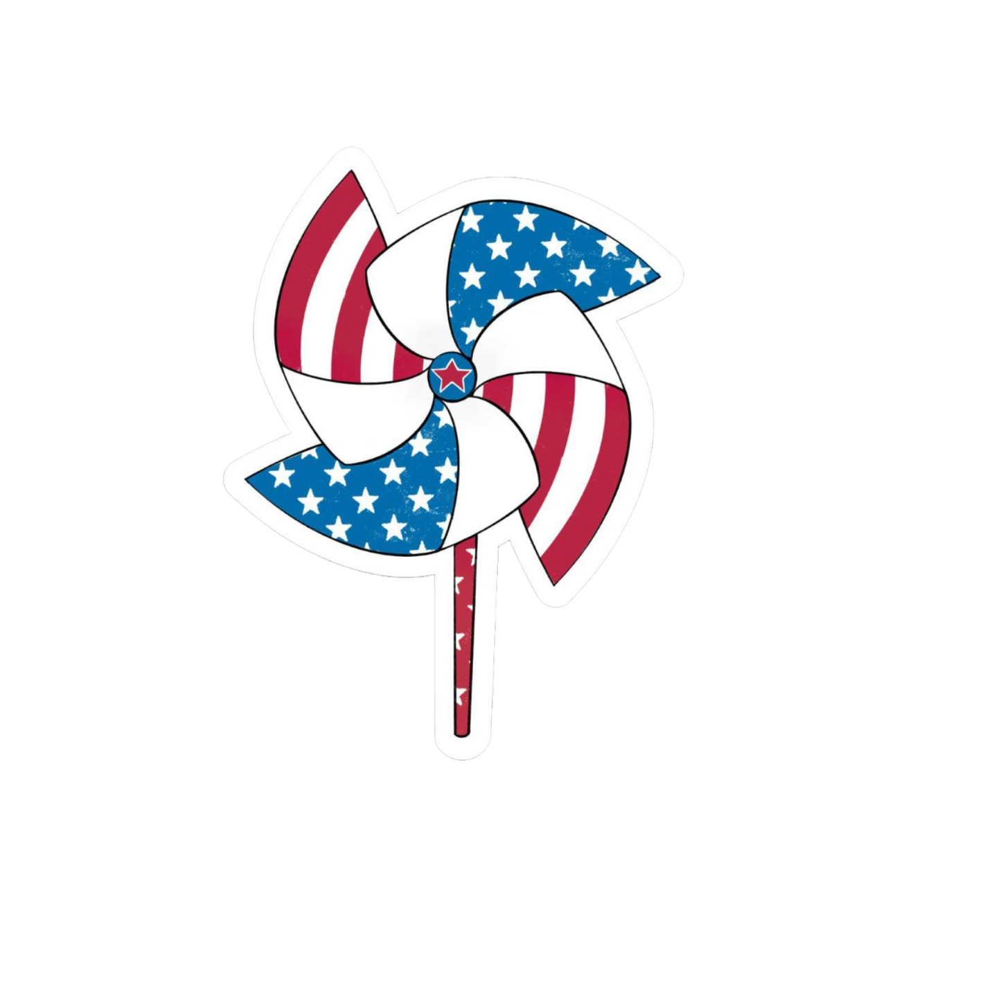 Durable, die-cut USA Pinwheel Sticker
