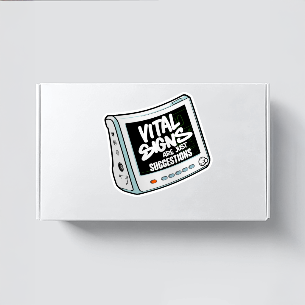 Durable, vinyl, die-cut, Vital Signs Sticker.