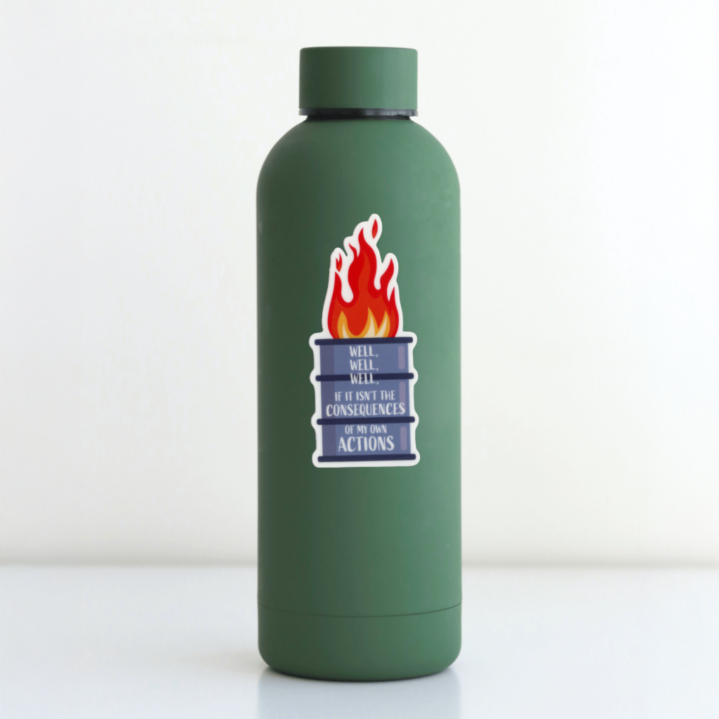 Durable, vinyl, die-cut, Well Well Sticker.