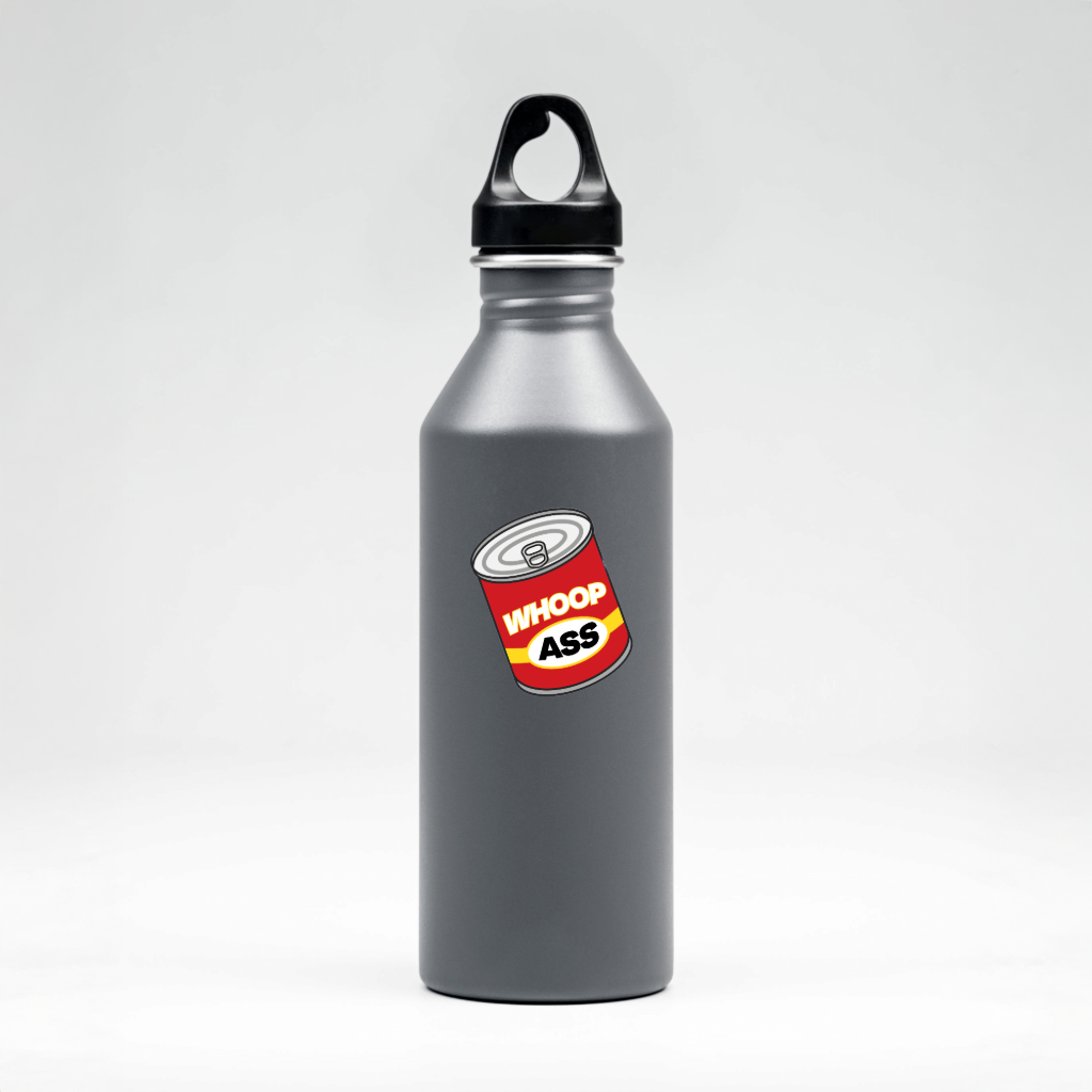 Durable, vinyl, die-cut, Whoop Ass Sticker.