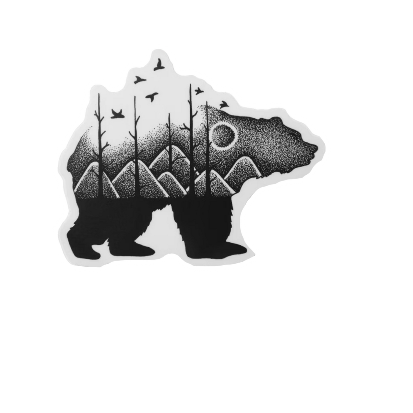 Durable vinyl, die-cut Wilderness Bear Night Sticker
