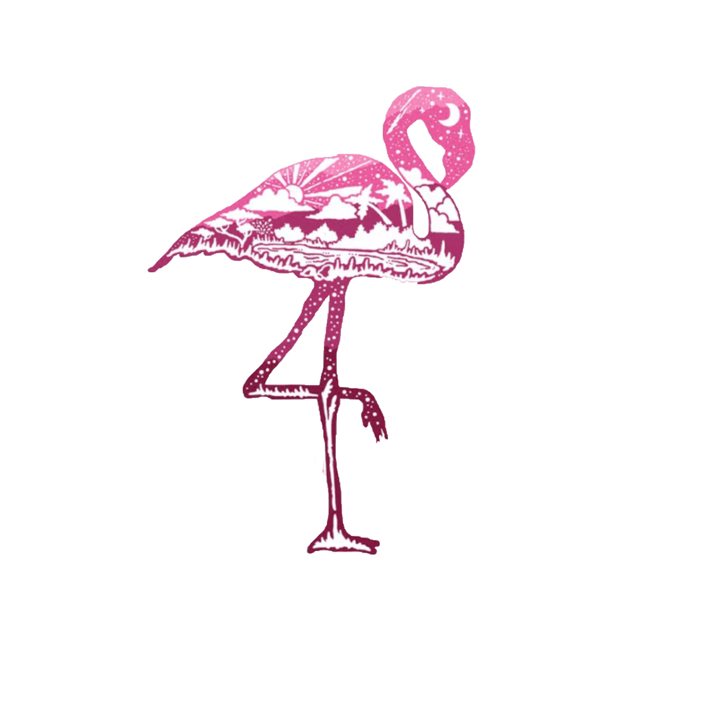 Durable vinyl, die-cut Wilderness Flamingo Sticker