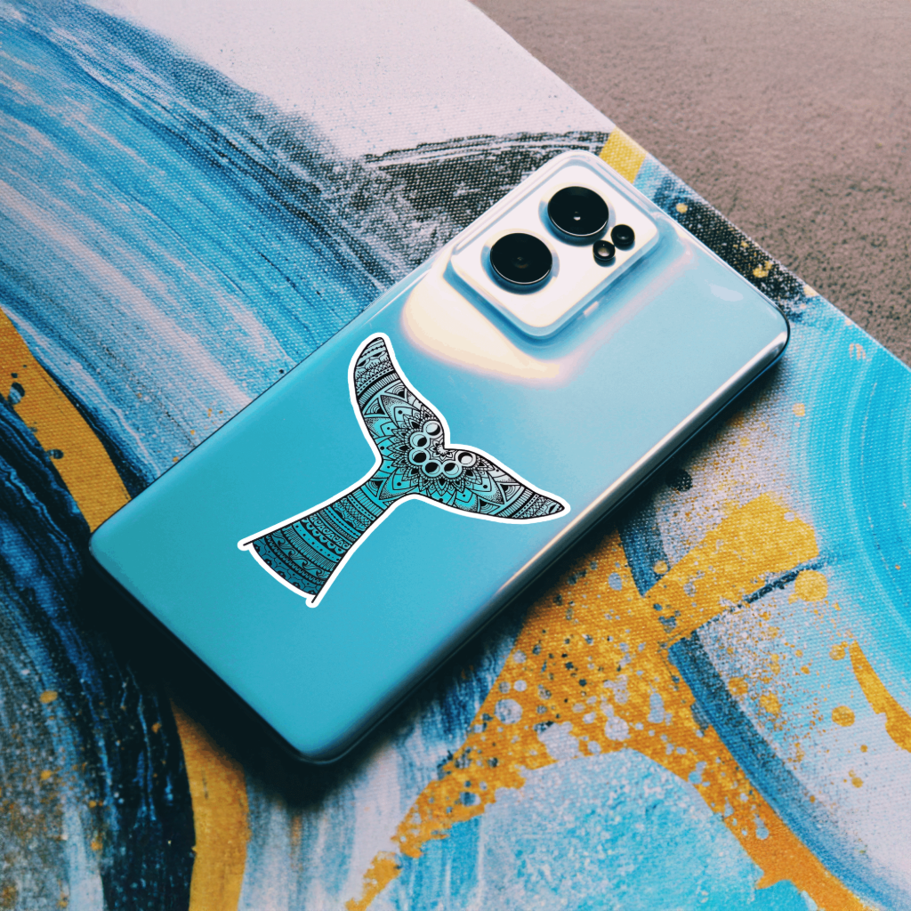 Durable, vinyl, die-cut, Wilderness Whale Tail Sticker.