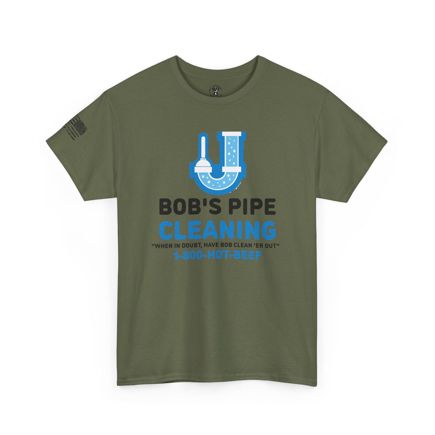 Ollie's: "Bob's Pipe Cleaning" - 100% Cotton Graphic T-Shirt